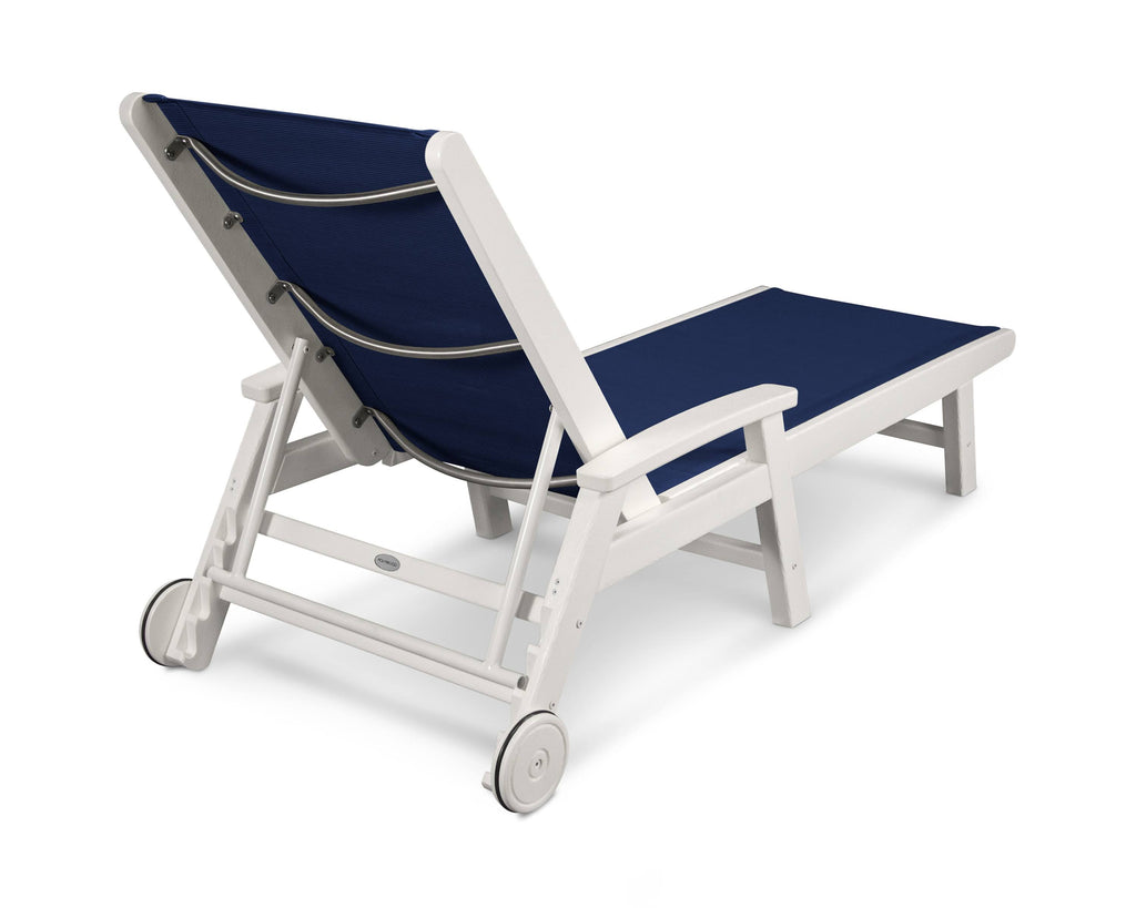 Coastal White and Navy Blue Sling Chaise C78395