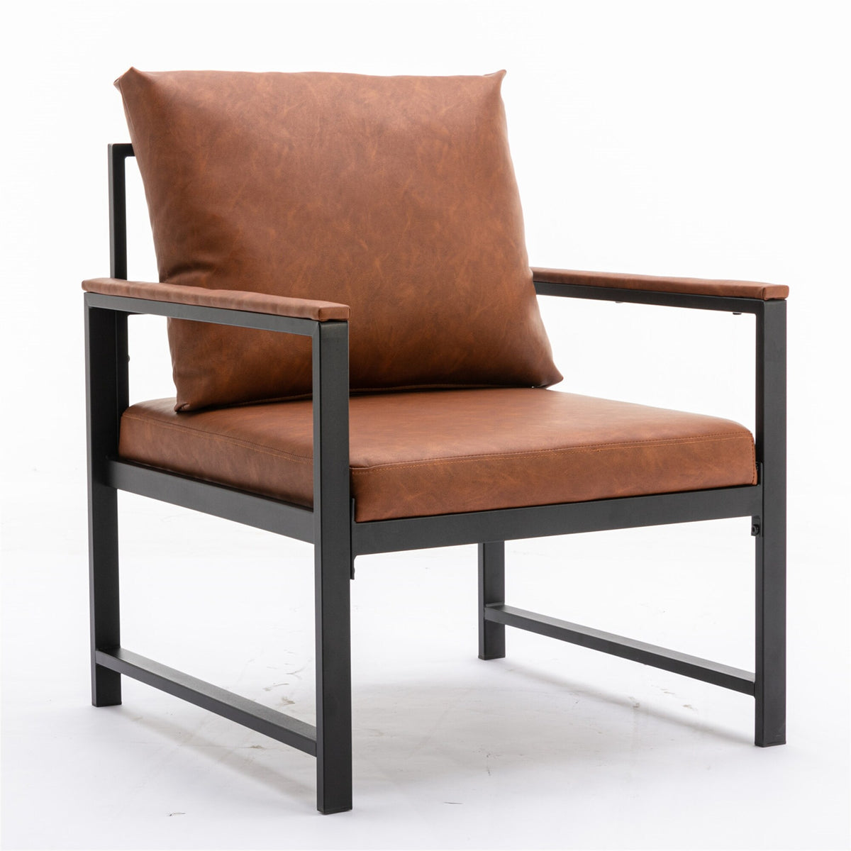 Orange Faux Leather Accent Chair W387