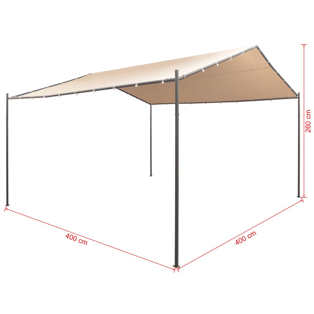Beige Steel Frame Garden Canopy Tent Sun Shelter 13ft x 13ft x 8.5ft T13413
