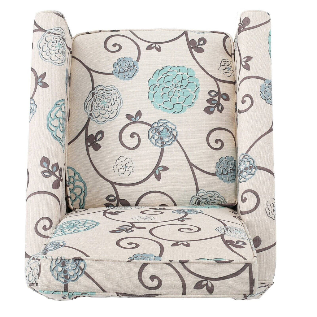 White and Blue Fabric Recliner Q560622