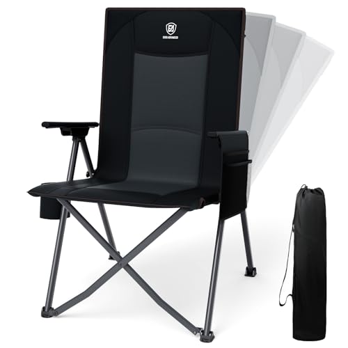 Lightweight Folding Reclining Camping Chair with Adjustable Back Black G280