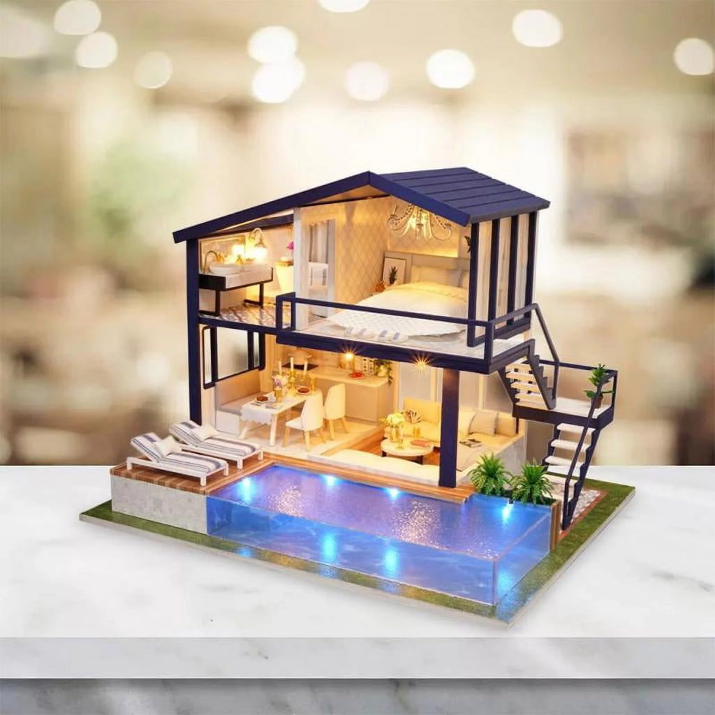 Miniature Dollhouse with LED Light, Swimming H44935