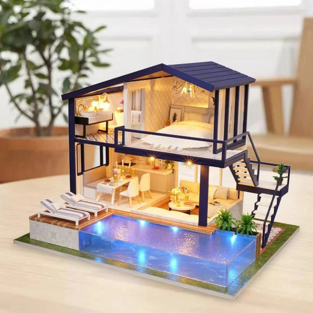 Miniature Dollhouse with LED Light, Swimming H44935