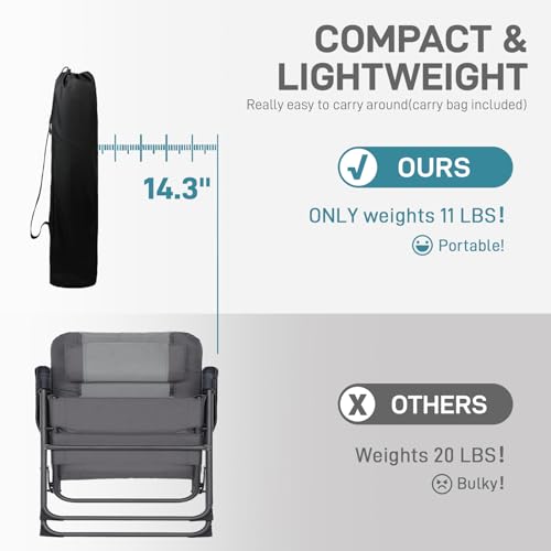 Lightweight Folding Reclining Camping Chair with Adjustable Back Black G280