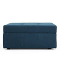 Navy Blue Tufted Fabric Storage Ottoman with Rolling Casters Q501