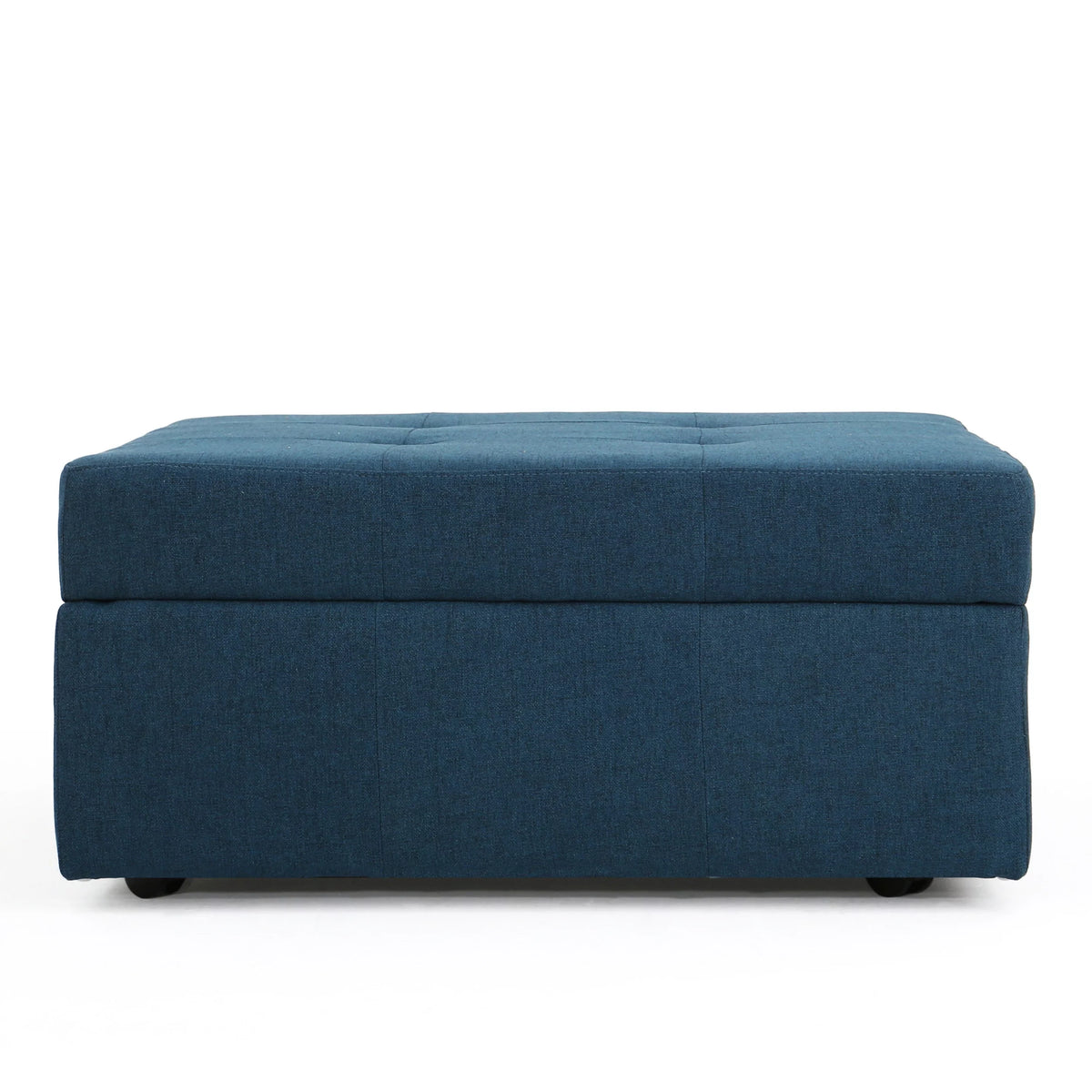 Navy Blue Tufted Fabric Storage Ottoman with Rolling Casters Q501