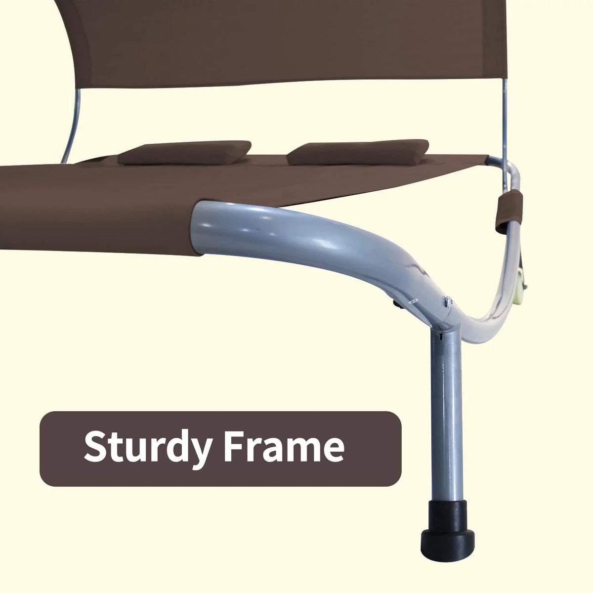 Double Chaise Lounge Bed with Canopy, Headrest Pillow and Wheels O454