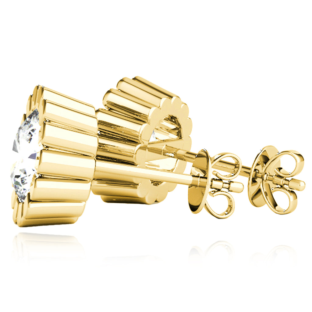14K Gold Flower Stud Earrings J39855