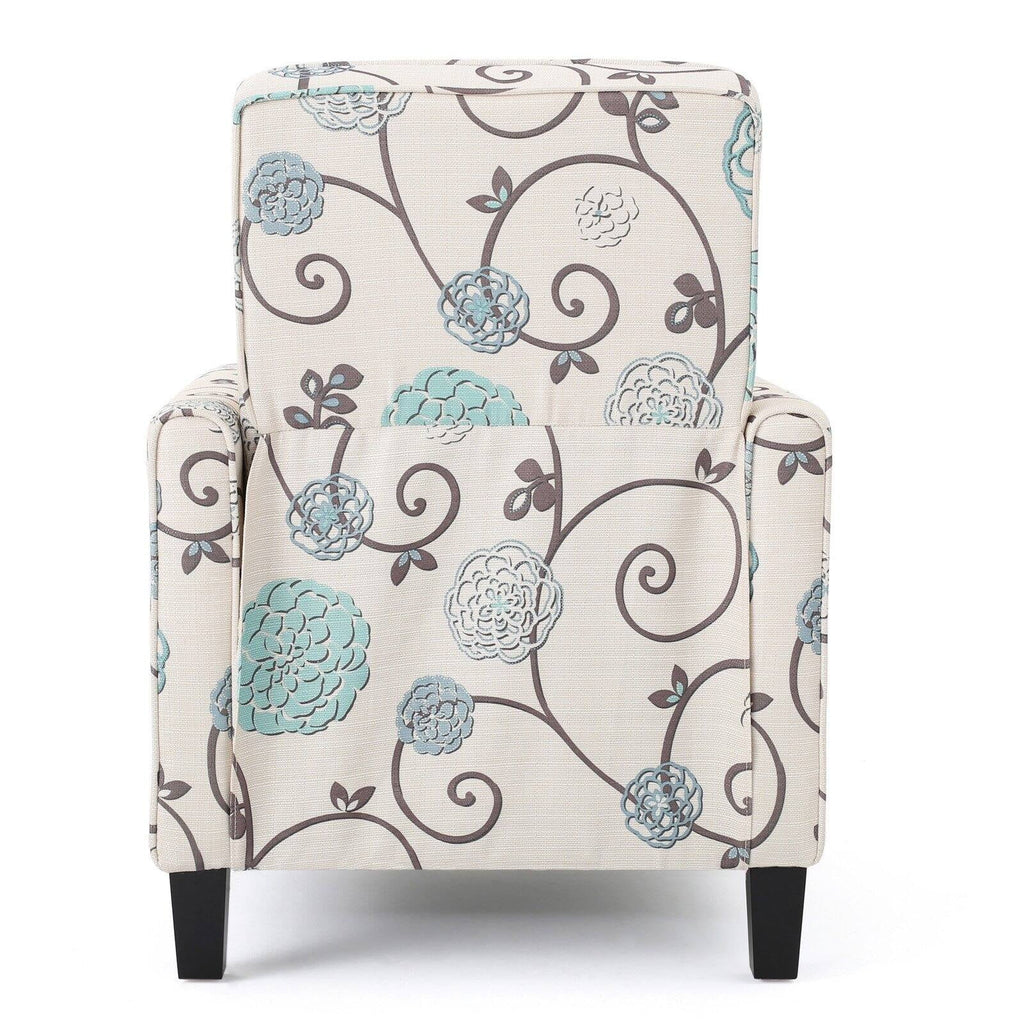 White and Blue Fabric Recliner Q560622