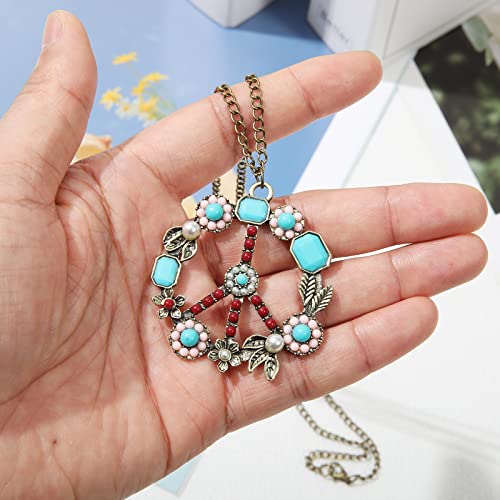 3PCS Hippie Costume Set with Headband Necklace Sunglasses W403