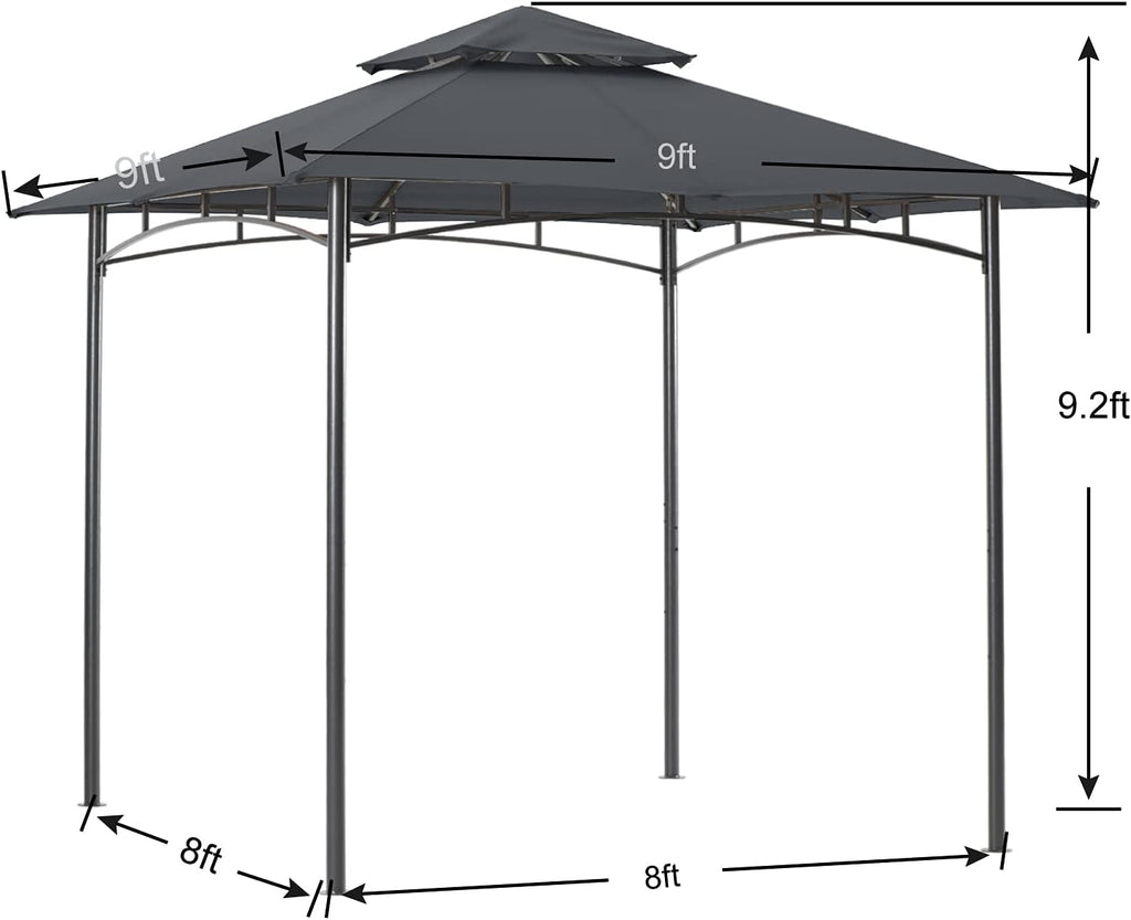 8'x 8' Gray Double Tiered Gazebo Canopy B51315
