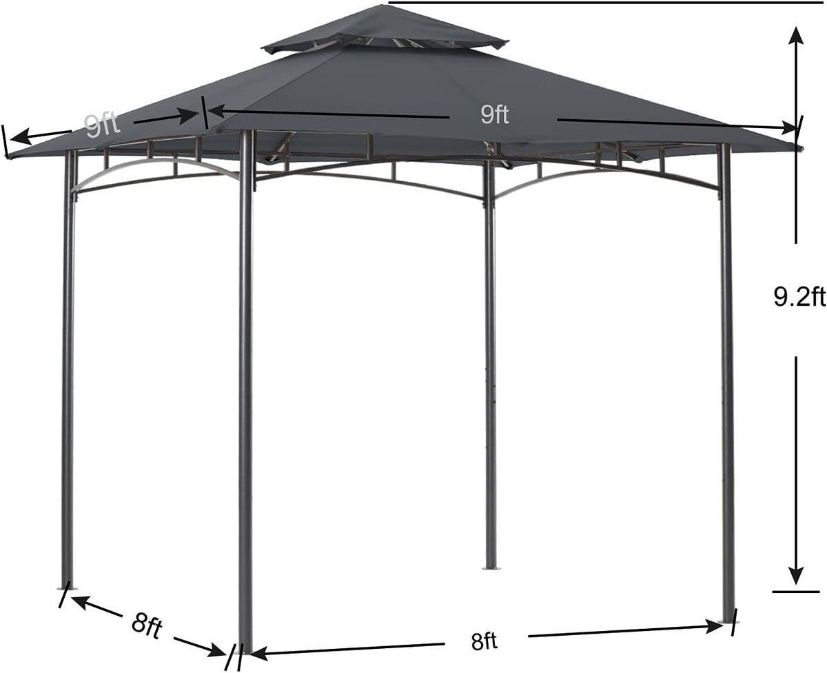 8'x 8' Gray Double Tiered Gazebo Canopy B51315