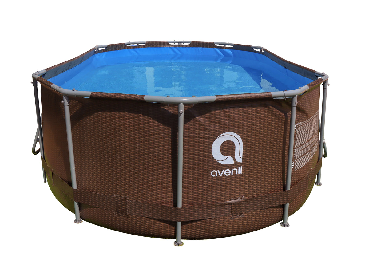 14 ft. Brown Oval Steel Frame Above Ground Swimming Pool L6669