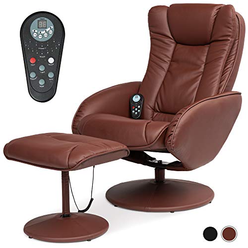 Brown Faux Leather Electric Massage Recliner with Stool M3372