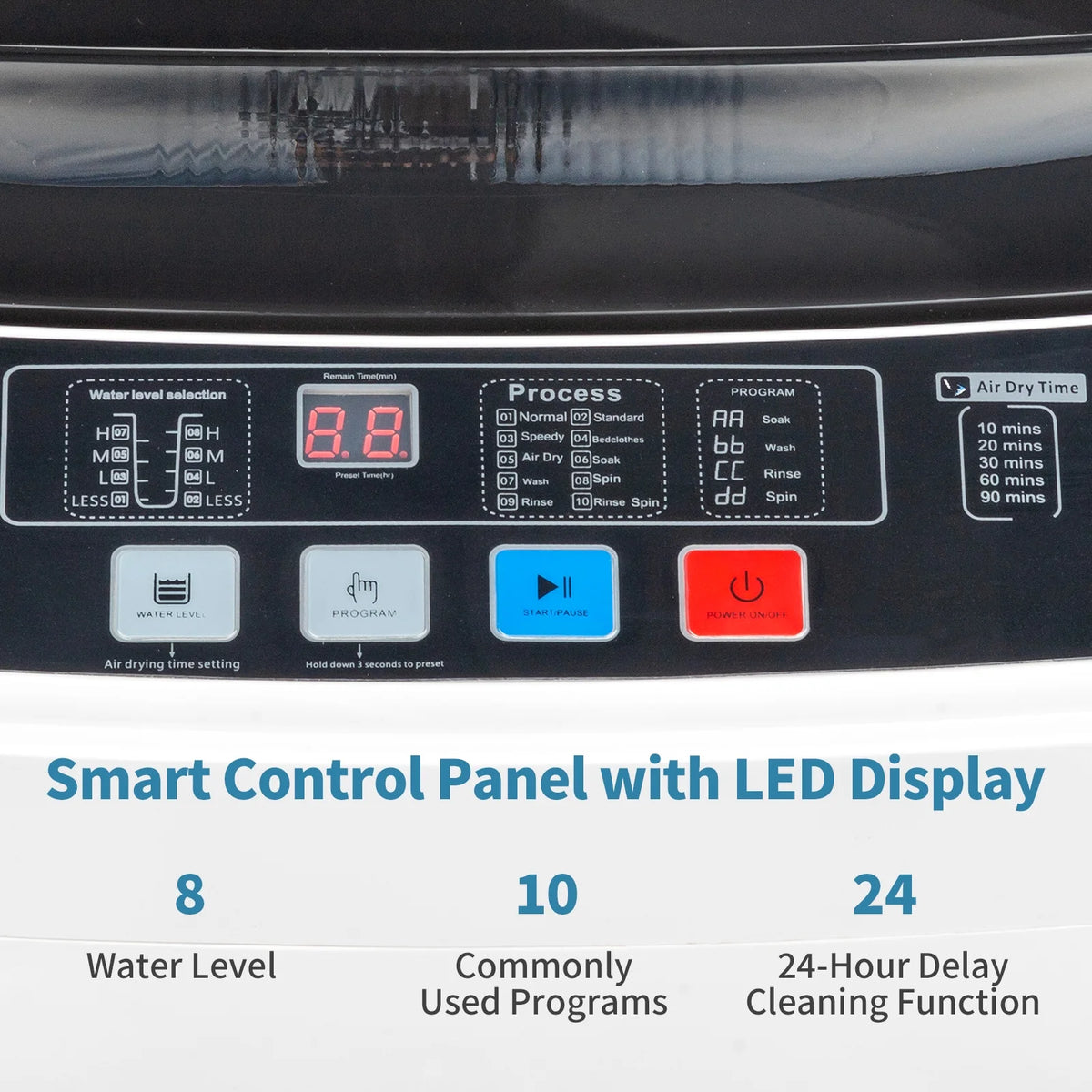 17.6 Lbs Capacity Top Load Portable Washing Machine with LED Display U582561