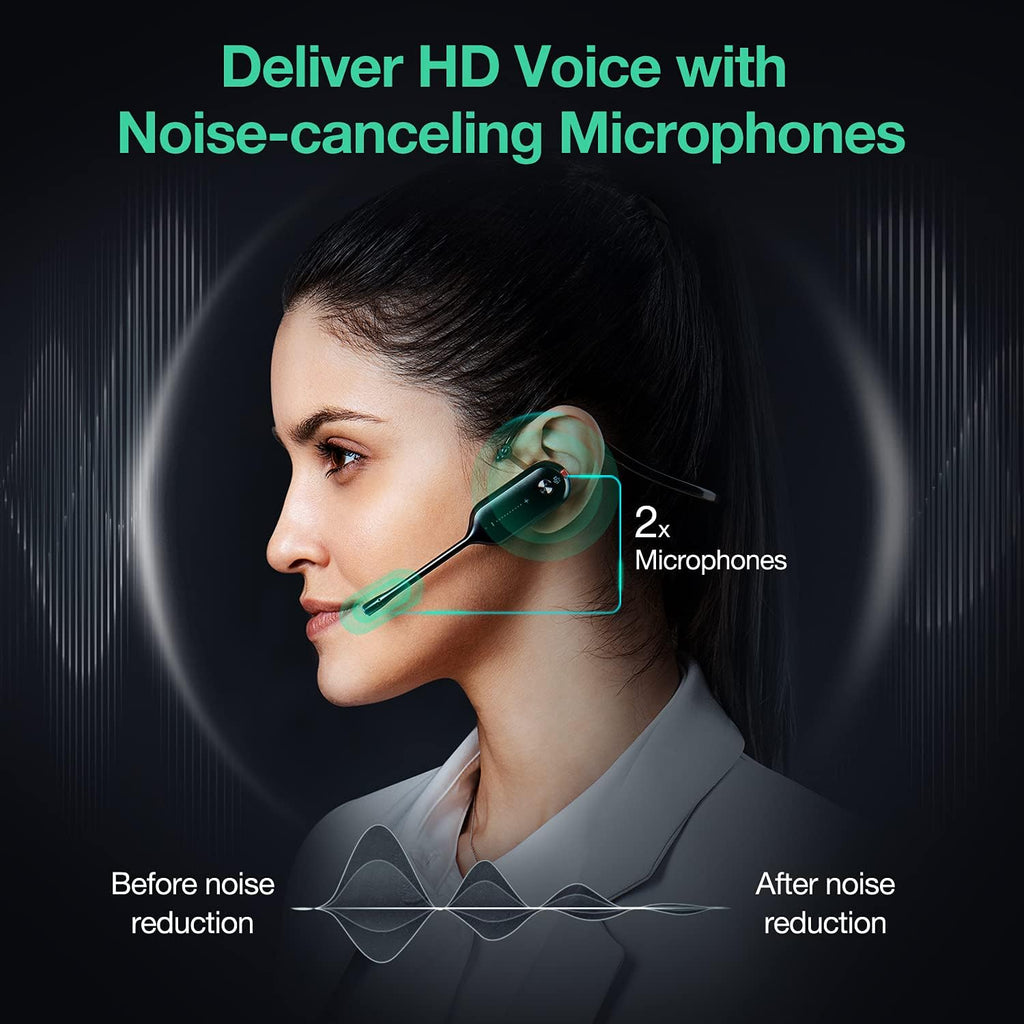 Wireless Headset with Microphone for Computer PC Laptop Teams Certified Headset Office IP VoIP Phones Noise Canceling Mic Single Ear Headset with Charge Stand H664563