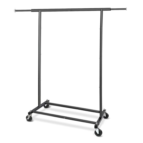 Black Rolling Clothing Garment Rack with Lockable Wheels V845034