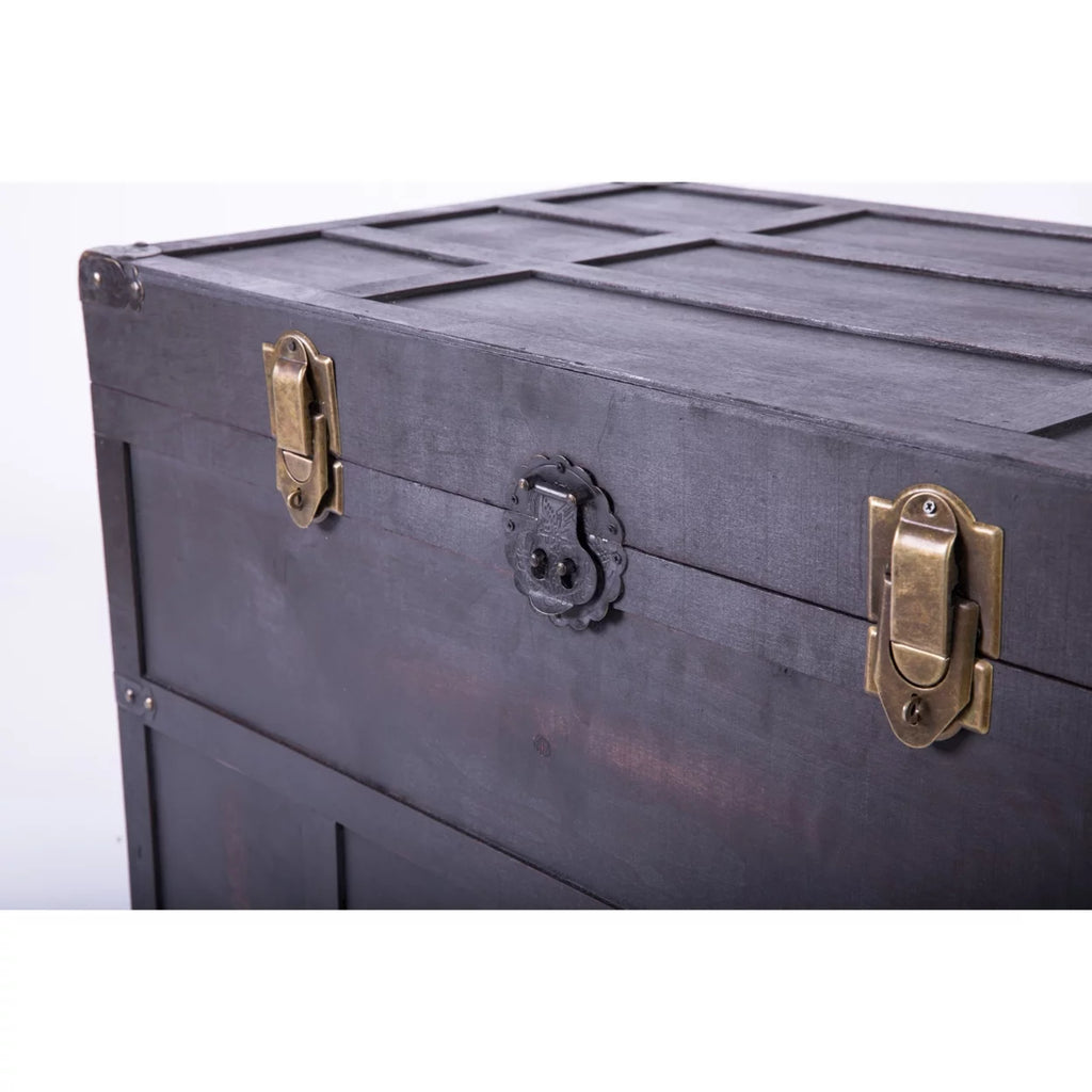 Large Dark Wooden Storage Trunk Y967