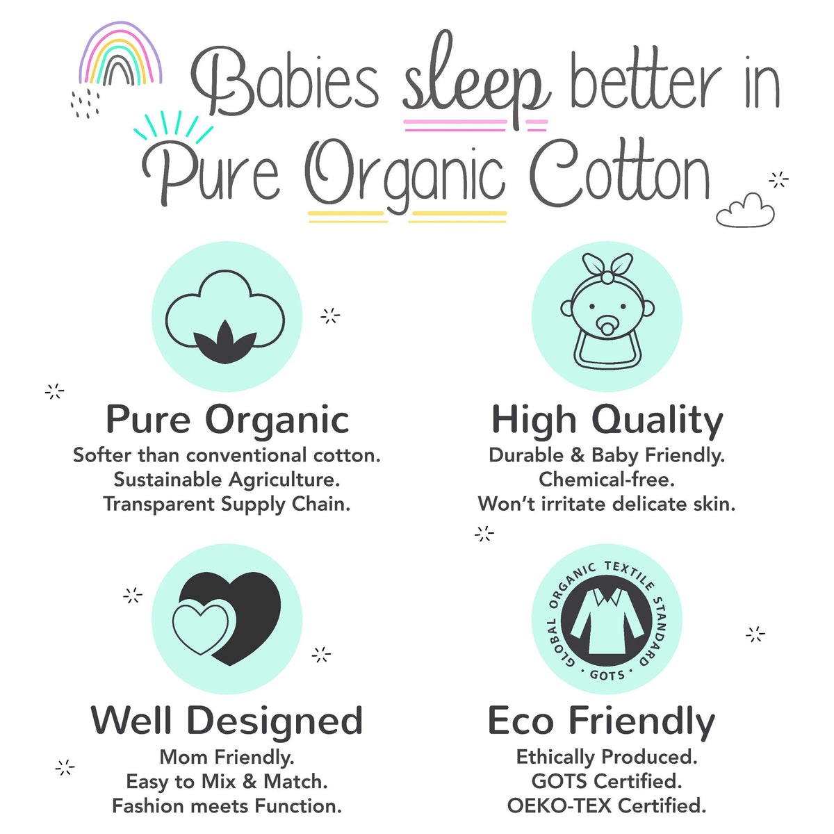 3 Pc Organic Cotton Crib Bedding Set I684909