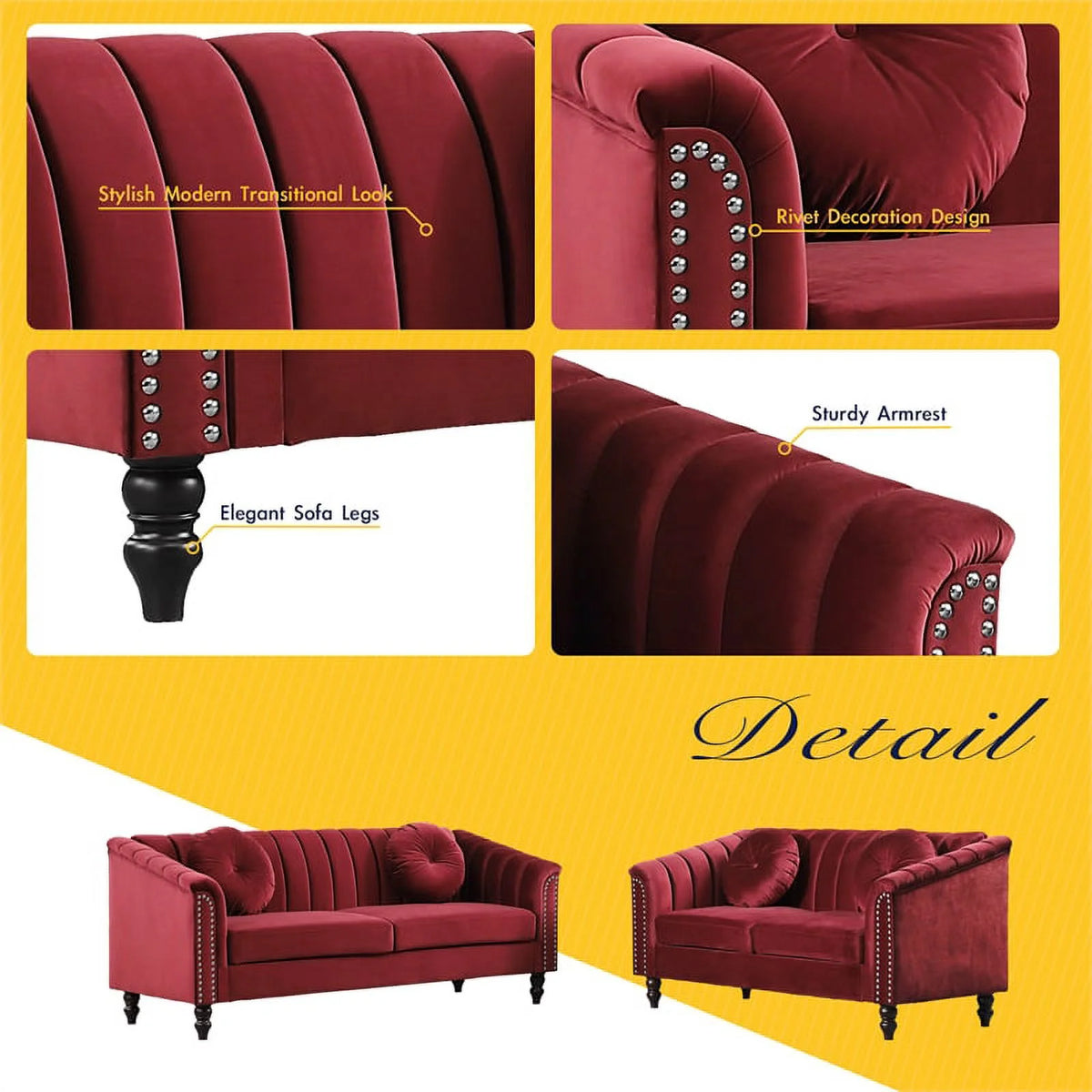 Red 2 Piece Living Room Set B60488
