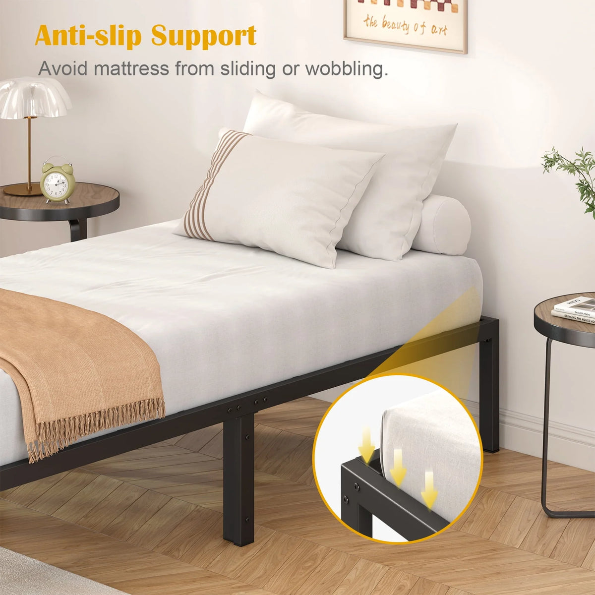 Queen Size Black Metal Platform Bed Frame A891