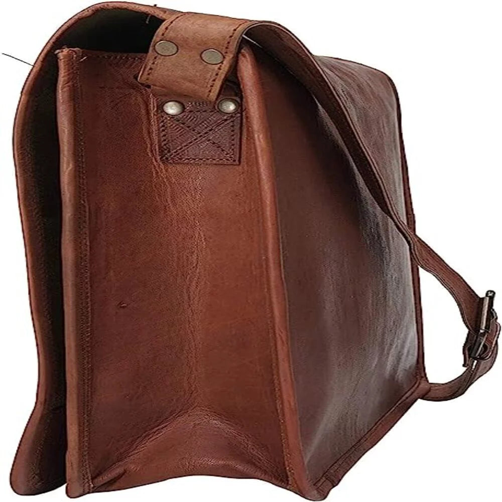 Goat Leather Canvas Messenger Bag B9957