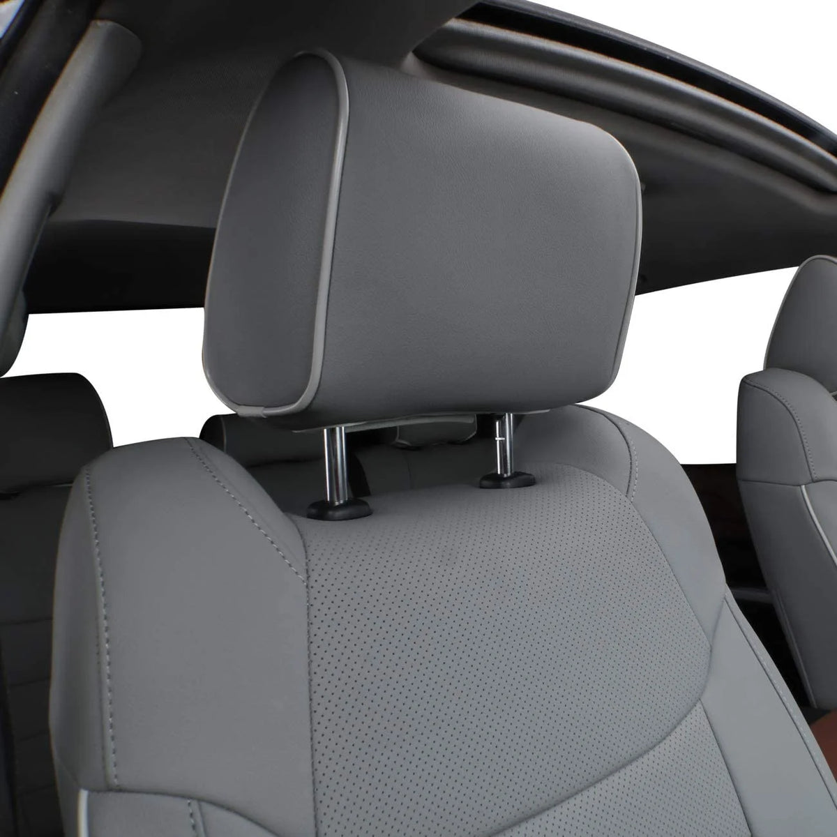 Custom Fit Leatherette Car Seat Covers Full Set Gray T173417