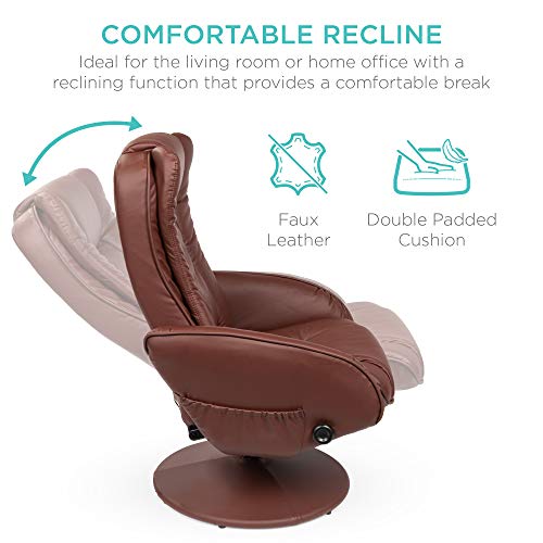 Brown Faux Leather Electric Massage Recliner with Stool M3372