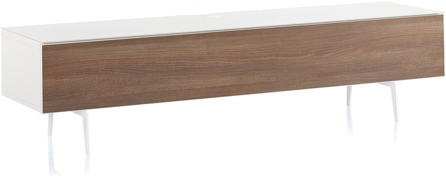 White Wood and Glass TV Stand with Metal Legs L705