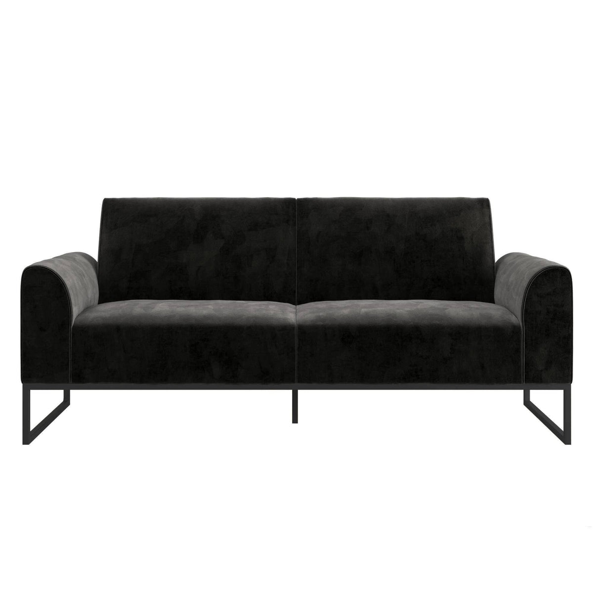 Velvet Black Metal Coil Futon V6417