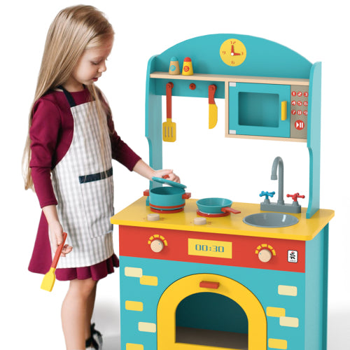 Blue Wooden Play Kitchen Set E320615