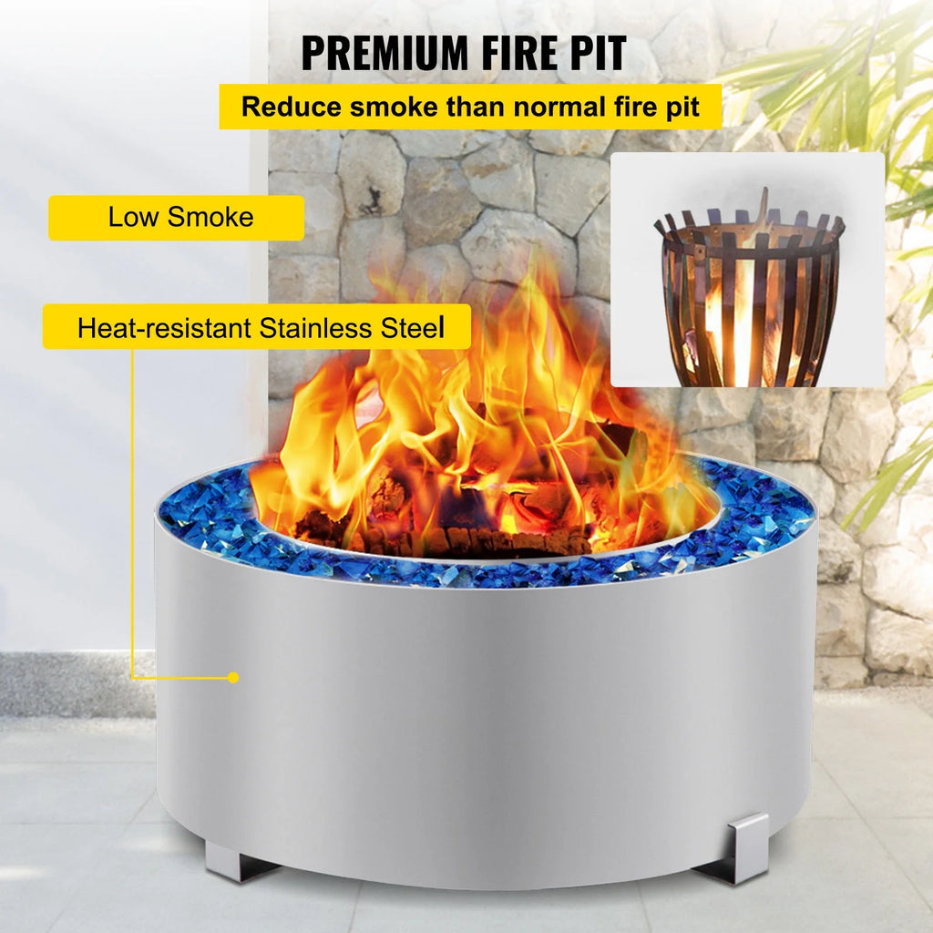 Stainless Steel 27.6 inch Wood Burning Fire Pit I66638