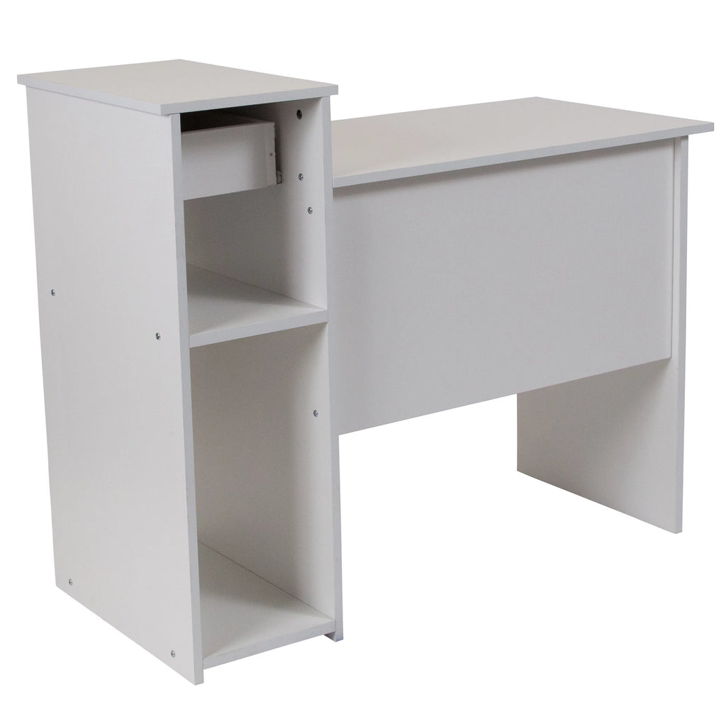 White Computer Desk with Shelves and Drawer N295