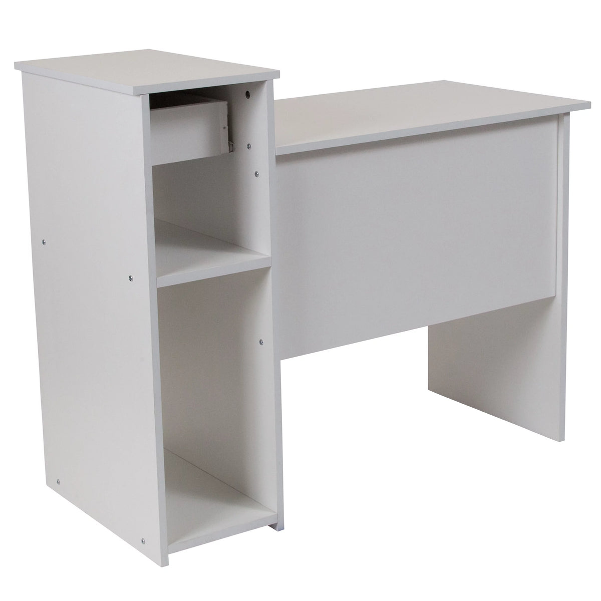 White Computer Desk with Shelves and Drawer N295