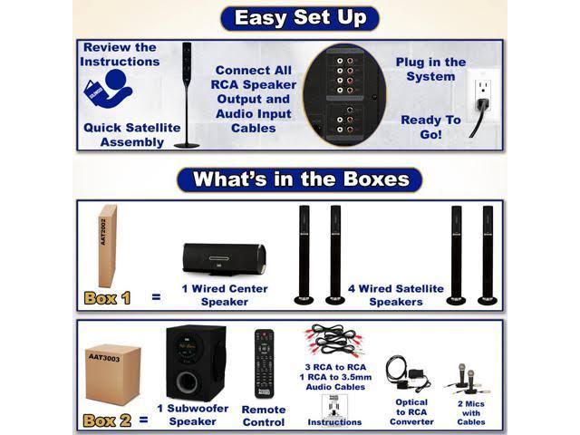 Tower 5.1 Bluetooth Speaker System with Optical Input and Mics B2753