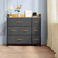 Light Gray 7 Drawer Fabric Dresser R238902