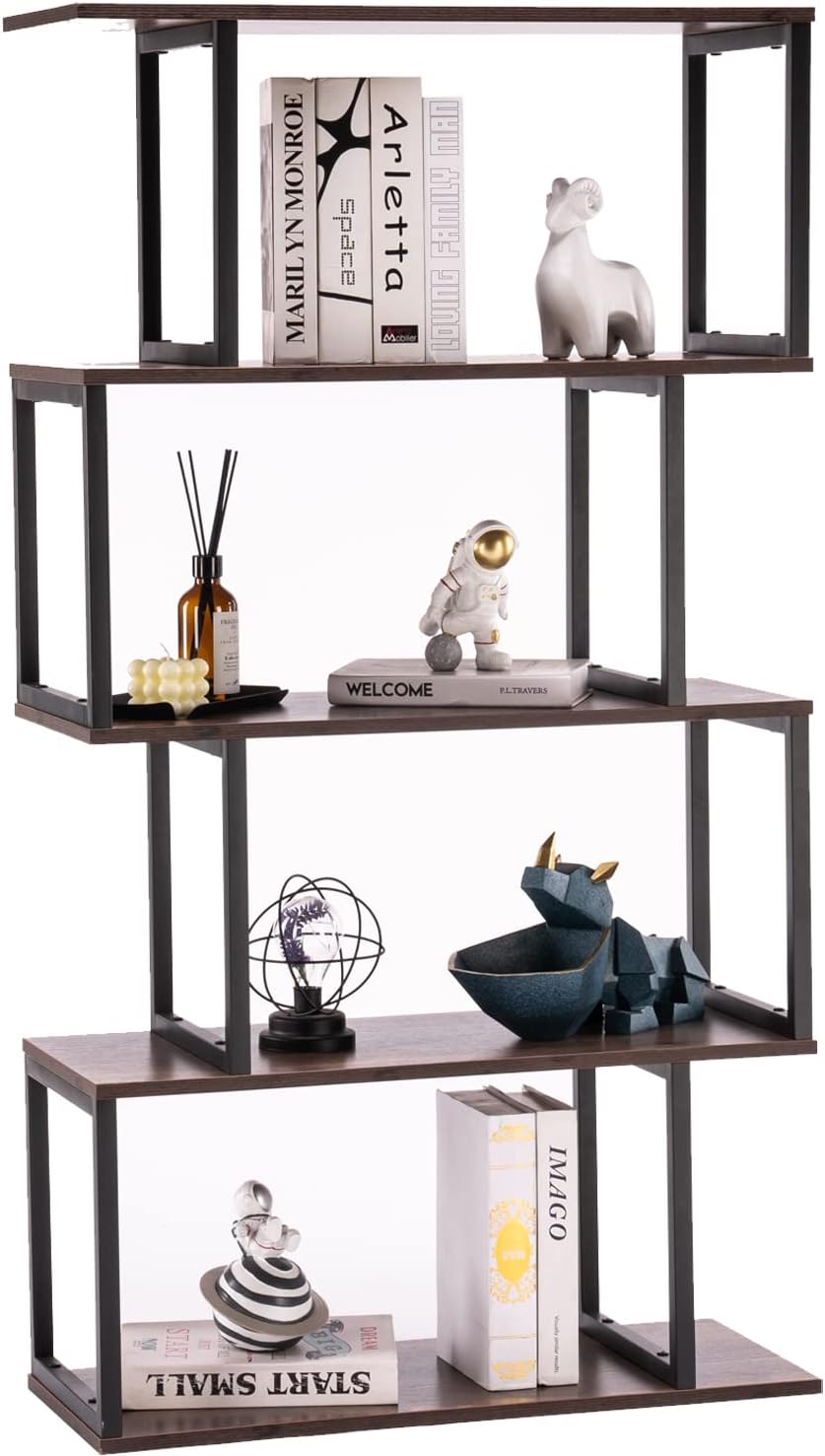 2-Tier S-Shaped Wooden Bookshelf D263