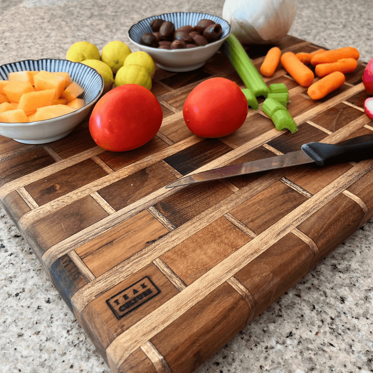 Teak Charcuterie Board, Handmade, 16x12x1 B195227