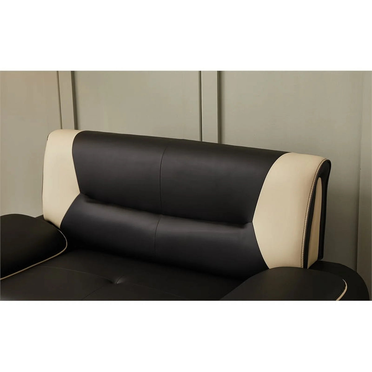 Black & Beige Faux Leather Sofa and Loveseat 2-Piece Set K662