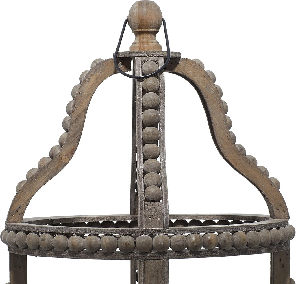 Rustic Wood and Glass Candle Lantern, 10W x 29H, Brown G885