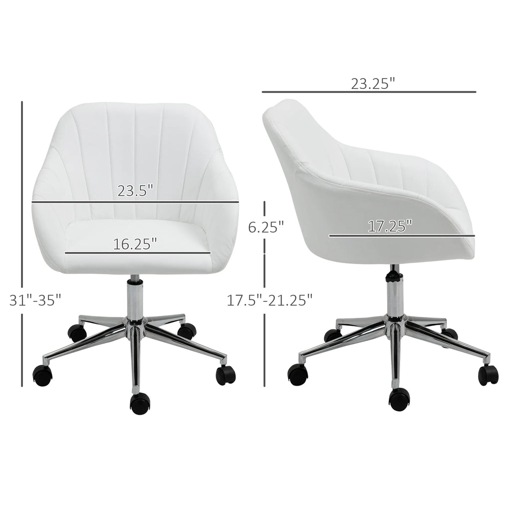 White Steel Task Chair with Swivel and Adjustable Height E6470