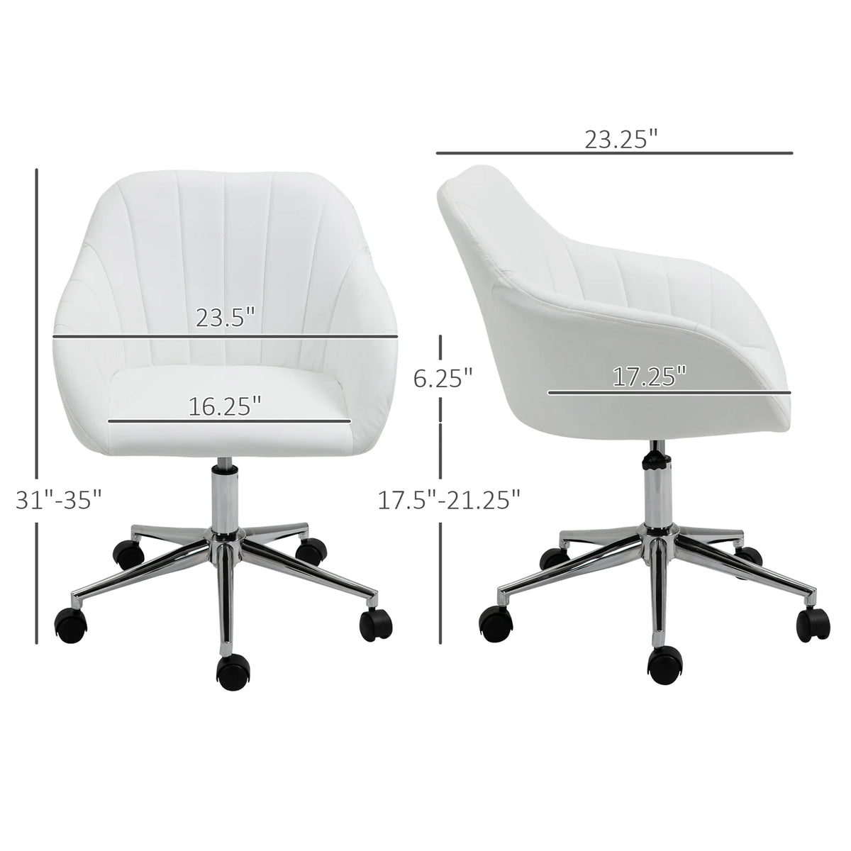 White Steel Task Chair with Swivel and Adjustable Height E6470