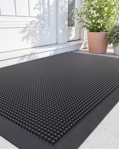 Heavy Duty Non-Slip Rubber Entry Mat, 24x36, Black U926848