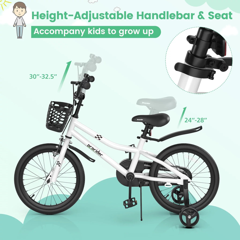 18'' Kid's Bike with Training Wheels & Basket A5642