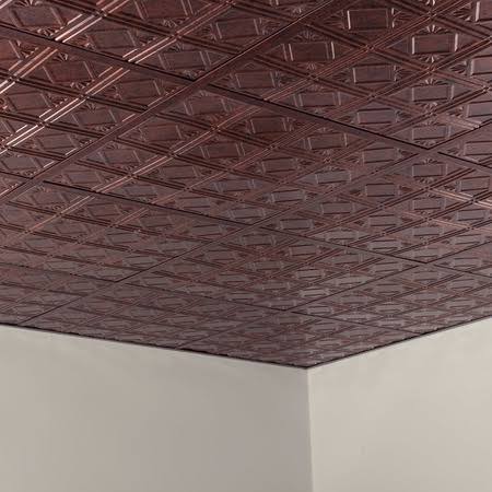 4 Decorative Vinyl 2ft x 2ft Lay in Ceiling Tile in Moonstone Copper (5 Pack) V496