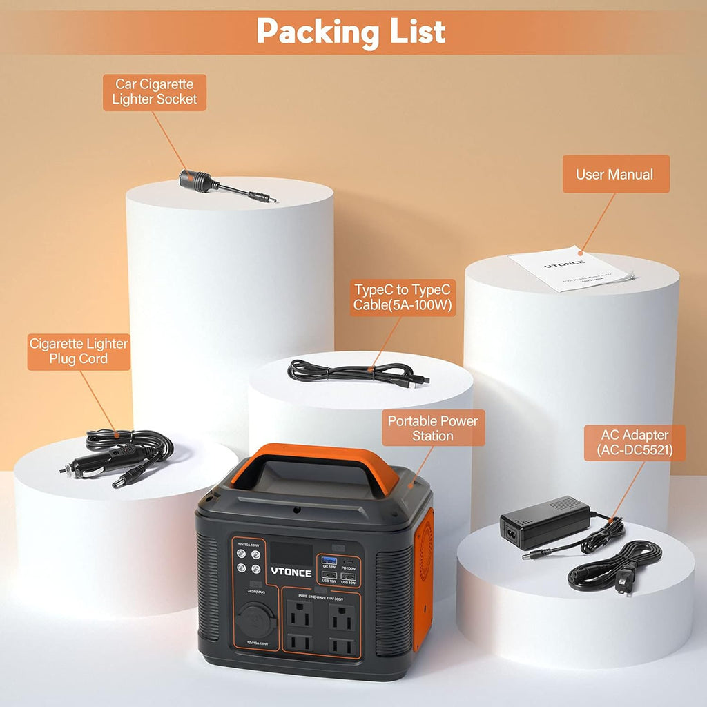 Portable Power Station 300W 296Wh Solar Generator with AC Outlets and LED Flashlight L55436