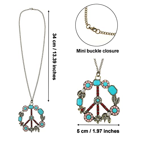 3PCS Hippie Costume Set with Headband Necklace Sunglasses W403