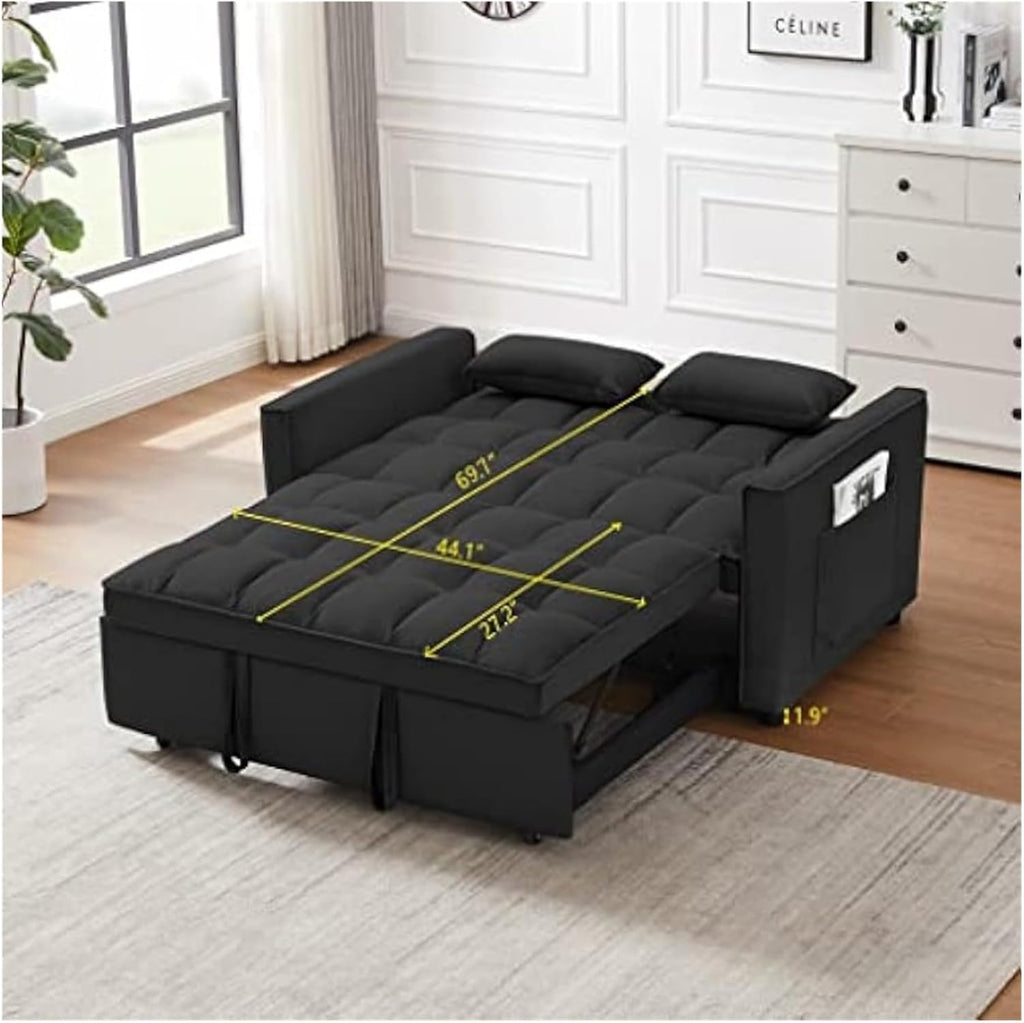 Light Gray Velvet Convertible Sleeper Sofa V218