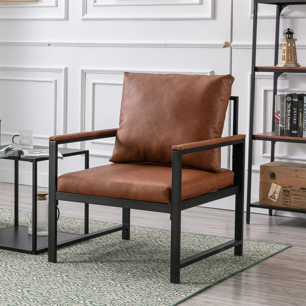 Orange Faux Leather Accent Chair W387