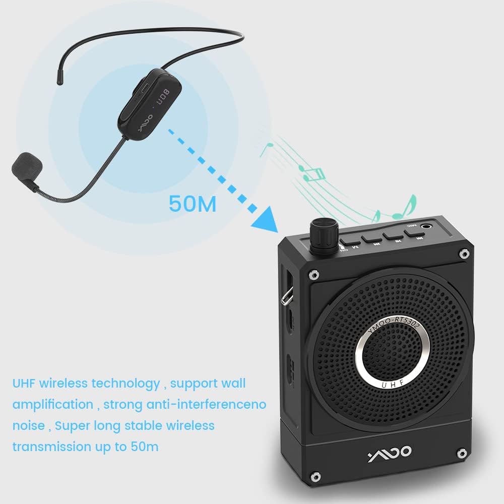 10W 1800mAh Rechargeable Voice Amplifier with UHF Wireless Microphone Headset, Pack of 2 W758